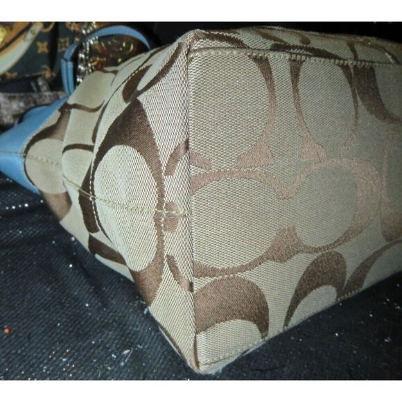 Coach 2007 Cursive Creed Limited Edition Signature Stripe Canvas & Leather Tote - Picture 8 of 13